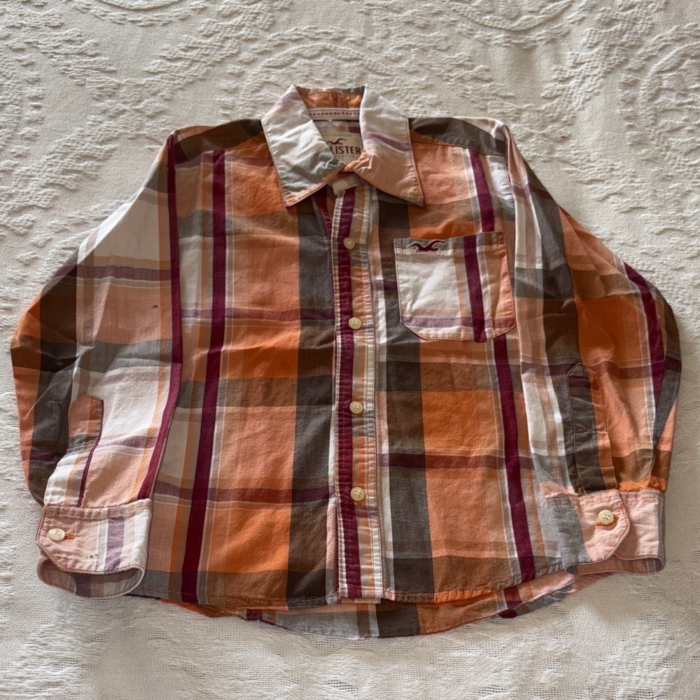 Gently Loved Plaid Girls Button-Up Shirt By Hollister